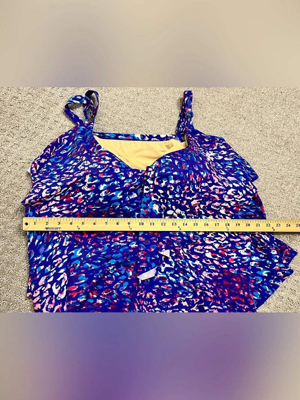 Swimsuits For All Tankini Tank Top Blue Pink Purple  Size 34 Padded Swim EUC